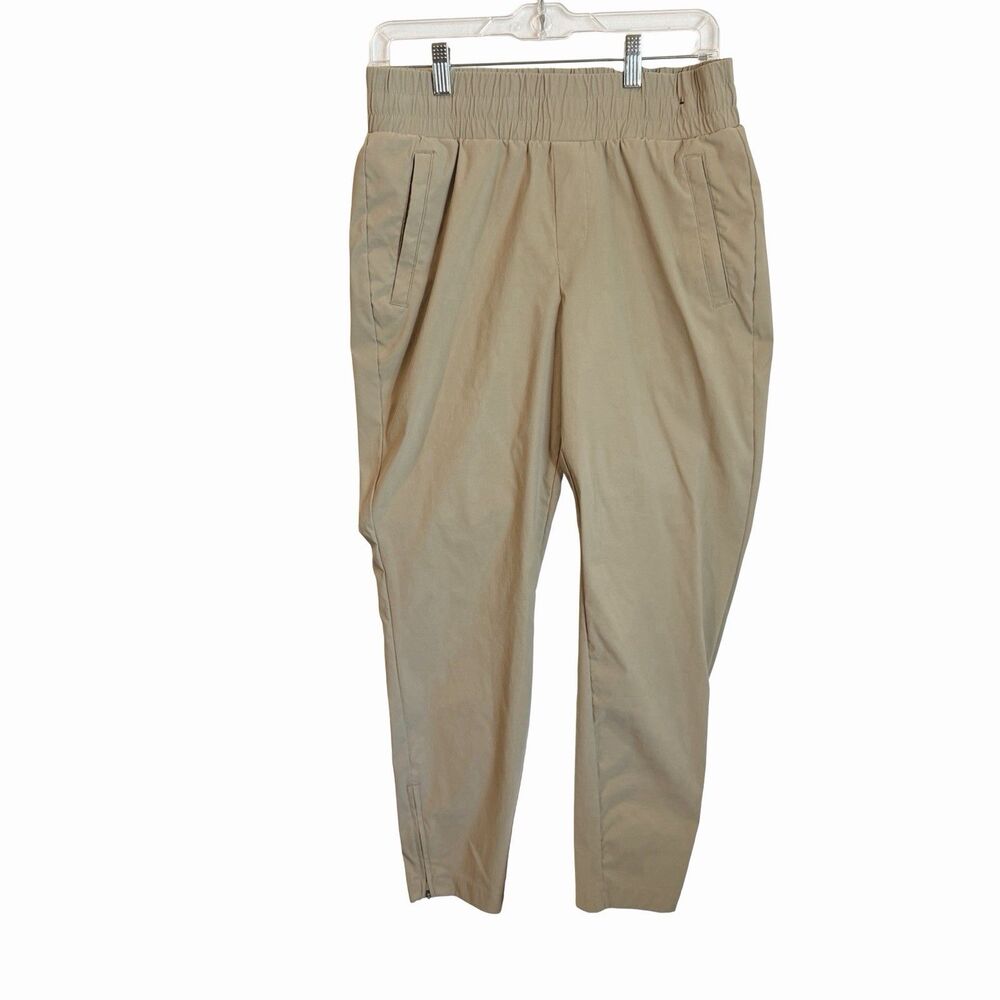 Modern Ambition Women's Tan High Rise Travel Pants Stretch Comfort Size Medium